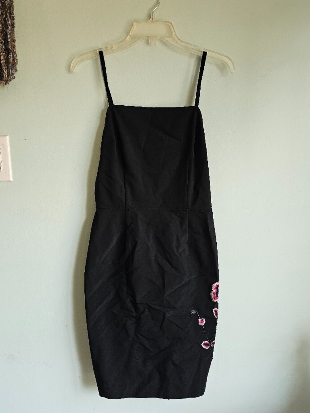 NWT Express World Brand Embroidered 90's Black Dress Size 3/4